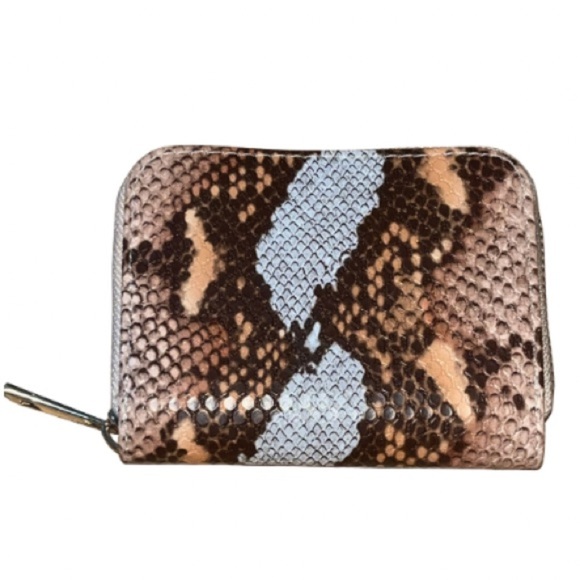a. new day faux snakeskin print embossed zip around wallet, gold-tone hardware - Picture 1 of 8